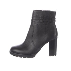NEW Tory Burch Leigh Lug Sole Black Heeled Boots